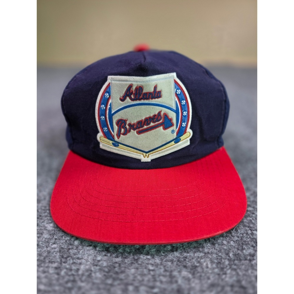 Vintage 90s Atlanta Braves Snapback Hat OSFA Drew Pearson Navy Red Green Bottom